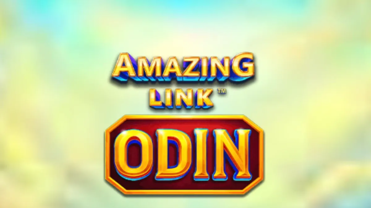 Odin observando os rolos em um cenário celestial de Asgard no slot Amazing Link Odin